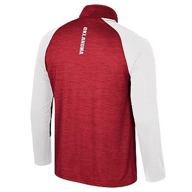 Men's Colosseum Crimson Oklahoma Sooners Langmore Raglan Quarter-Zip Top