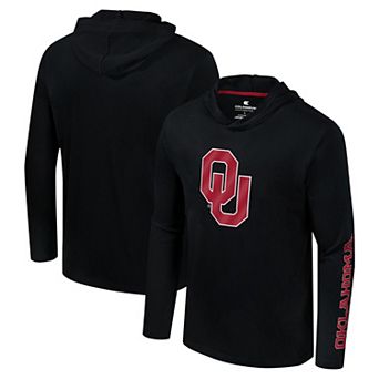 Men's Colosseum Black Oklahoma Sooners Logo Lockup Active Blend Long Sleeve T-Shirt Hoodie