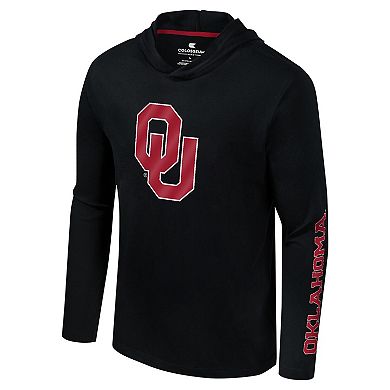 Men's Colosseum Black Oklahoma Sooners Logo Lockup Active Blend Long Sleeve T-Shirt Hoodie