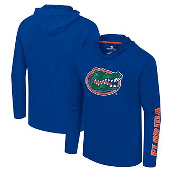 Men's Colosseum Royal Florida Gators Logo Lockup Active Blend Long Sleeve T-Shirt Hoodie