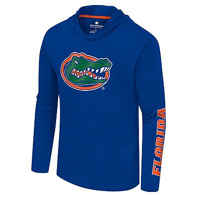 Men's Colosseum Royal Florida Gators Logo Lockup Active Blend Long Sleeve T-Shirt Hoodie
