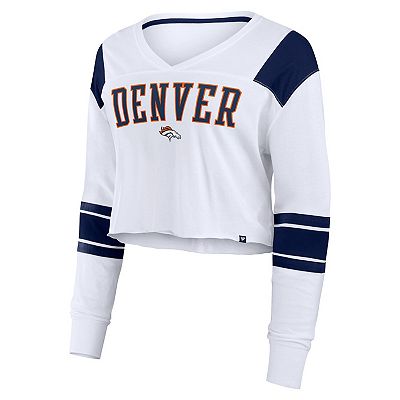 Women's Fanatics White Denver Broncos Stretch Cropped Fashion Long
