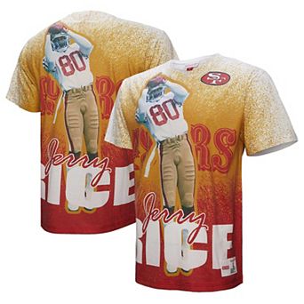Men's Mitchell & Ness Jerry Rice Gray San Francisco 49ers Burst Retired Player T-Shirt