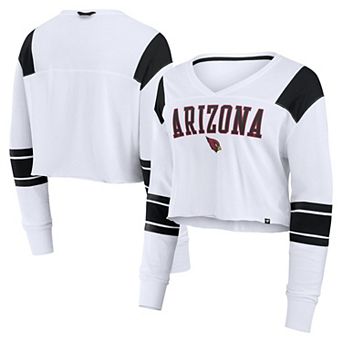 Women's Fanatics White Arizona Cardinals Stretch Cropped Fashion Long Sleeve T-Shirt