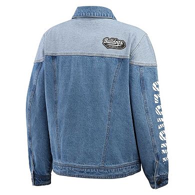 Women's WEAR by Erin Andrews Denim Georgia Bulldogs Sleeve Hit Colorblock Button-Down Denim Jacket