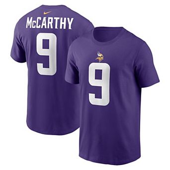 Men's Nike J.J. McCarthy Purple Minnesota Vikings Name & Number T-Shirt