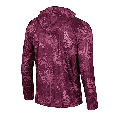 Men's Colosseum Maroon Texas A&M Aggies Palms Printed Lightweight Quarter-Zip Hooded Top