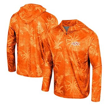 Men's Colosseum Orange Oklahoma State Cowboys Palms Printed Lightweight Quarter-Zip Hooded Top