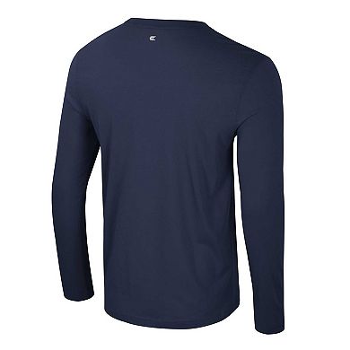 Men's Colosseum Navy Notre Dame Fighting Irish Color Pop Active Blend 2-Hit Long Sleeve T-Shirt