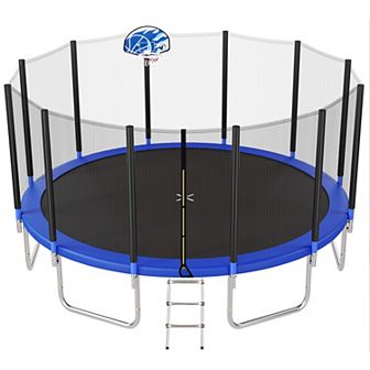 Merax Trampoline With Basketball Hoop And Enclosure