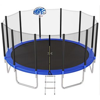 Merax Trampoline With Basketball Hoop And Enclosure