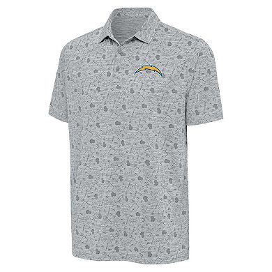 Men's Antigua Heather Gray Los Angeles Chargers Relentless Polo