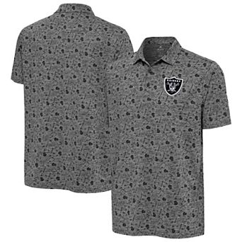 Men's Antigua Heather Black Las Vegas Raiders Relentless Polo