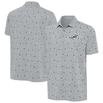 Men's Antigua Heather Gray Miami Dolphins Relentless Polo