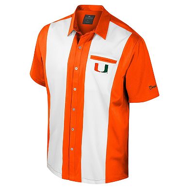 Men's Colosseum Orange Miami Hurricanes Strike Bowling Button-Up Shirt