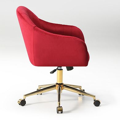 Westintrends Upholstered Velvet Swivel Vanity Office Chair With Wheels