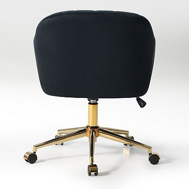 Westintrends Upholstered Velvet Swivel Vanity Office Chair With Wheels