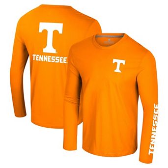 Men's Colosseum Tennessee Orange Tennessee Volunteers Logo Lockup 3-Hit Active Blend Long Sleeve T-Shirt