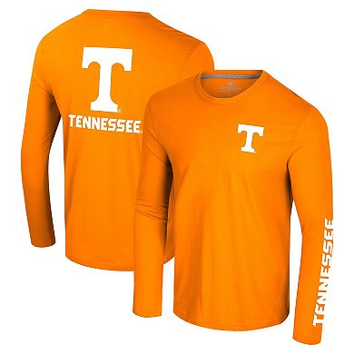 Men's Colosseum Tennessee Orange Tennessee Volunteers Logo Lockup 3-Hit Active Blend Long Sleeve T-Shirt