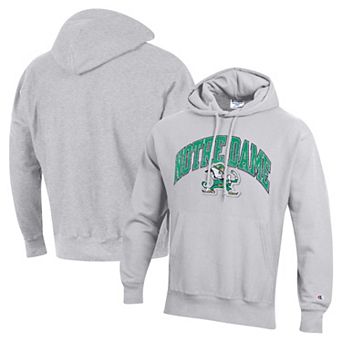 Men's Champion Heather Gray Notre Dame Fighting Irish Vault Late Night Reverse Weave Pullover Hoodie