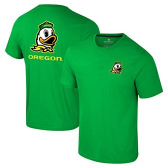 Men's Colosseum Green Oregon Ducks Logo Lockup 2-Hit Active Blend T-Shirt