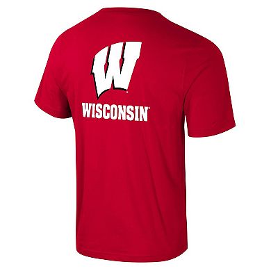 Men's Colosseum Red Wisconsin Badgers Logo Lockup 2-Hit Active Blend T-Shirt