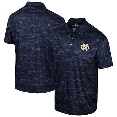 Men's Colosseum Navy Notre Dame Fighting Irish Daly Print Polo