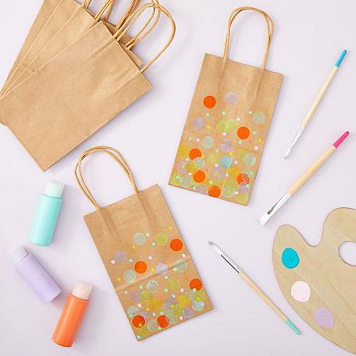 24-pack Small Gift Bags With Handles, Kraft Paper Material, 5.3x3x8.5 In