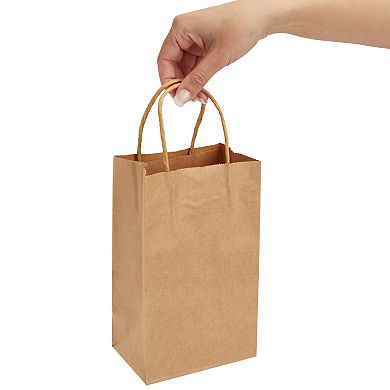 24-pack Small Gift Bags With Handles, Kraft Paper Material, 5.3x3x8.5 In