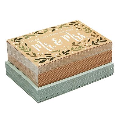 48 Pack New Mr And Mrs Wedding Thank You Cards With Decorative Envelopes, 4x6 In