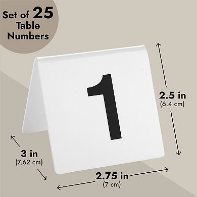 Set Of 25 Acrylic Table Numbers For Wedding, Plastic 1-25 Tent Cards, 3 X 2.75