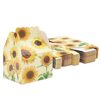 36x Party Favor Treat Boxes Sunflower For Kids Birthday, Baby Shower Decoration
