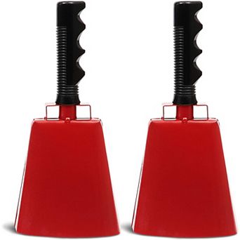 2 pc Red Cowbell with Handle Noise Maker Football Game Sporting Event Cow Bell