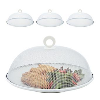 4x Metal Plate Serving Covers Mesh Food Tent For Outdoor, Picnic