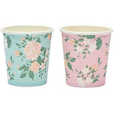 100 Pack Paper Espresso Cups, 4 oz Small Shot Cup for Bathroom, 2 Floral Designs