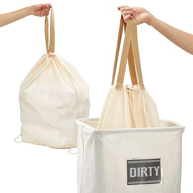 5 Piece Large Collapsible Laundry Hamper With 2 Removable Liner Bags And Folding