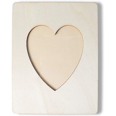 4 Pack Unfinished Wooden Heart Photo Frames For 4x6 Pictures, Diy Crafts Insert