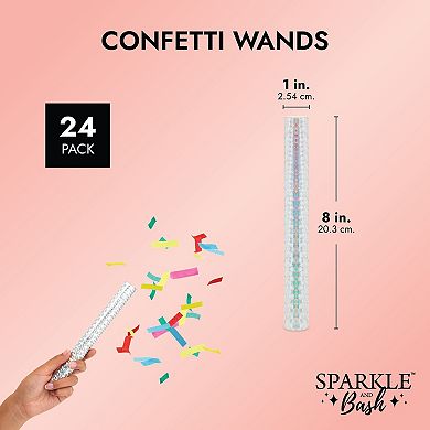 24 Pack Rainbow Confetti Flutter Sticks For Birthdays, Party Confetti Shakers