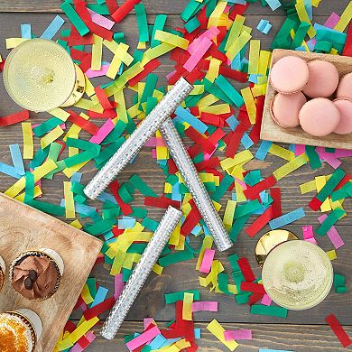 24 Pack Rainbow Confetti Flutter Sticks For Birthdays, Party Confetti Shakers