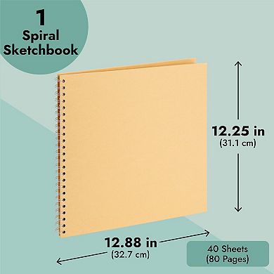12x12 Album For Scrapbooking, Kraft Paper Material Spiral Bound (40 Sheets)