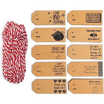 200 Christmas Gift Tags With String Attached For Gift Bag Present Exchange Party