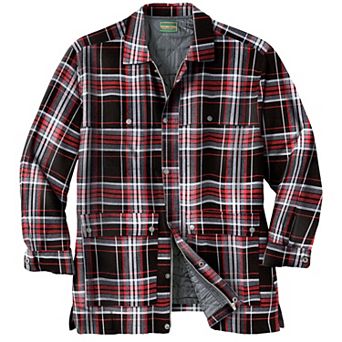 Boulder Creek By Kingsize Men's Big & Tall Flannel Full Zip Snap Closure Renegade Shirt Jacket