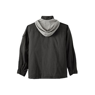 Boulder Creek by KingSize Men's Big & Tall 9 Pocket Twill Utility Jacket With Removable Hood
