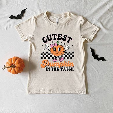 Cutest Pumpkin Checkered Toddler Short Sleeve Graphic Tee