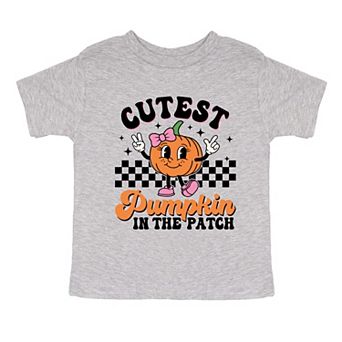 Cutest Pumpkin Checkered Toddler Short Sleeve Graphic Tee