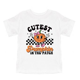 Cutest Pumpkin Checkered Toddler Short Sleeve Graphic Tee