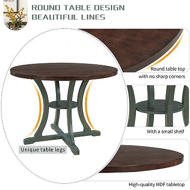 Merax 5-piece Round Dining Table And Chair Set