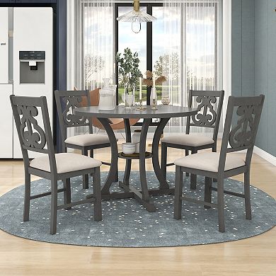 Merax 5-piece Round Dining Table And Chair Set