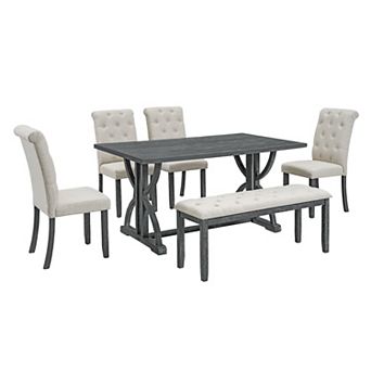 Merax 6 pc Retro Rectangular Dining Table Set