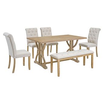 Merax 6 pc Retro Rectangular Dining Table Set